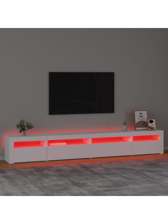 TV-taso LED-valoilla valkoinen 270x35x40 cm