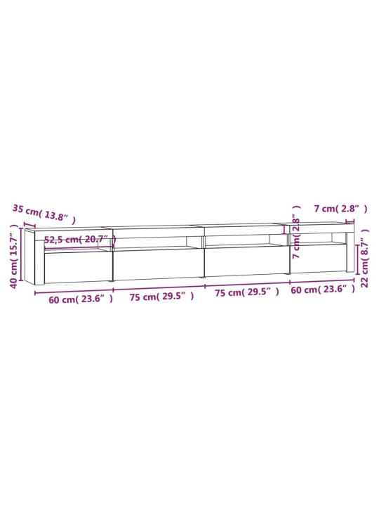 TV-taso LED-valoilla musta 270x35x40 cm