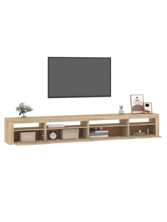 TV-taso LED-valoilla Sonoma-tammi 270x35x40 cm