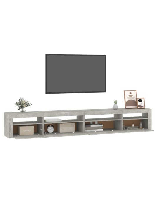 TV-taso LED-valoilla betoninharmaa 270x35x40 cm