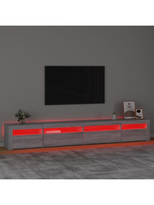 TV-taso LED-valoilla harmaa Sonoma 270x35x40 cm