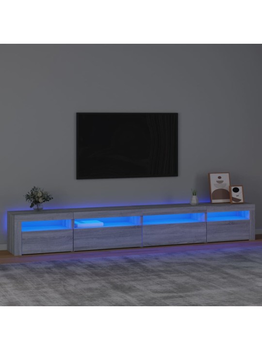 TV-taso LED-valoilla harmaa Sonoma 270x35x40 cm