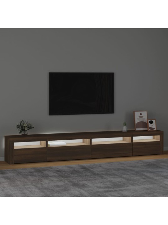 TV-taso LED-valoilla ruskea tammi 270x35x40 cm