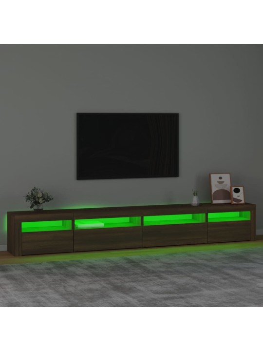 TV-taso LED-valoilla ruskea tammi 270x35x40 cm