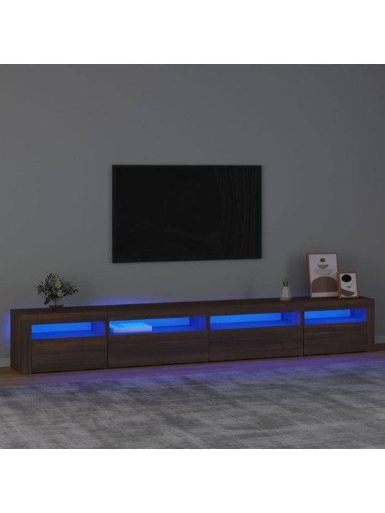 TV-taso LED-valoilla ruskea tammi 270x35x40 cm