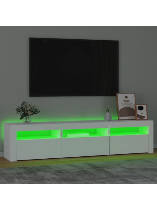 TV-taso LED-valoilla valkoinen 180x35x40 cm