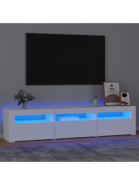 TV-taso LED-valoilla valkoinen 180x35x40 cm