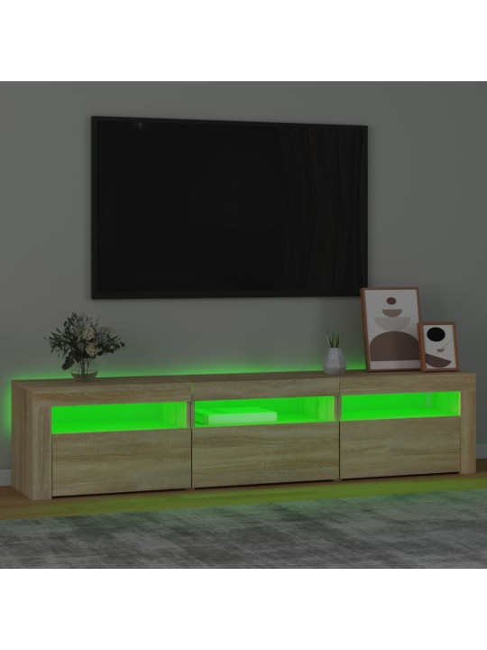 TV-taso LED-valoilla Sonoma-tammi 180x35x40 cm