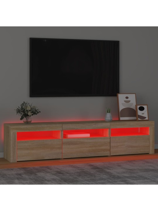 TV-taso LED-valoilla Sonoma-tammi 180x35x40 cm