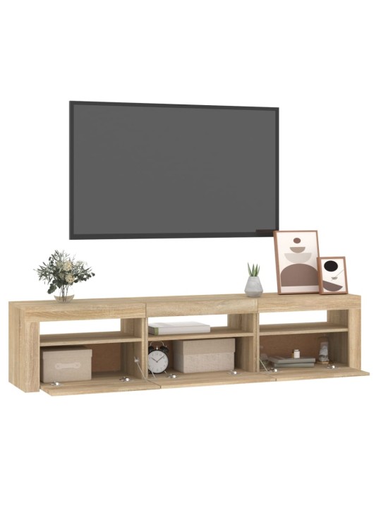 TV-taso LED-valoilla Sonoma-tammi 180x35x40 cm