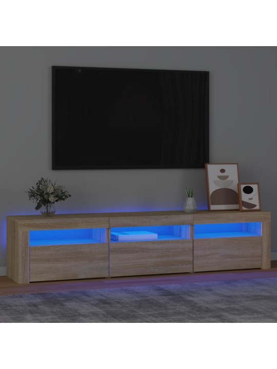 TV-taso LED-valoilla Sonoma-tammi 180x35x40 cm