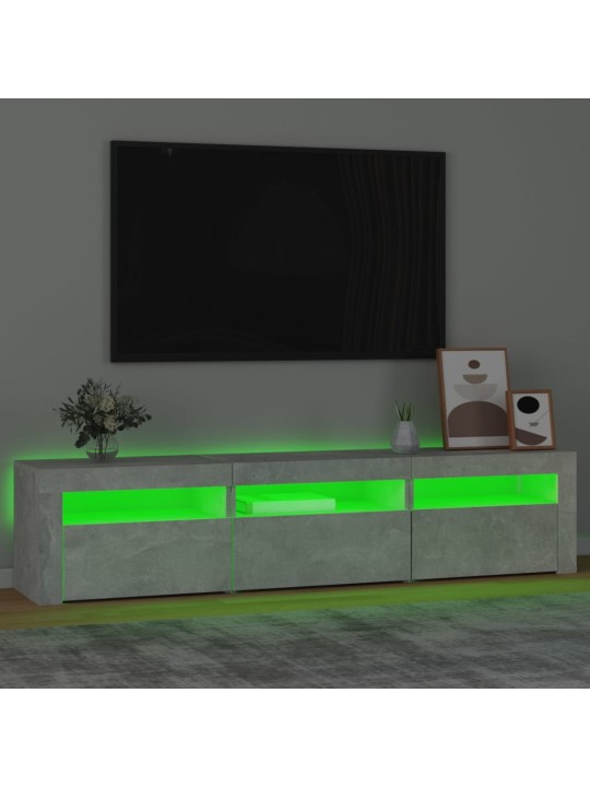 TV-taso LED-valoilla betoninharmaa 180x35x40 cm