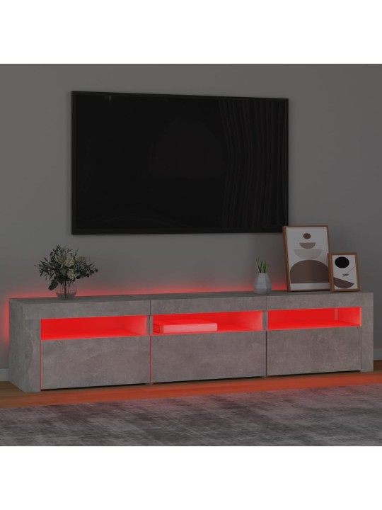 TV-taso LED-valoilla betoninharmaa 180x35x40 cm