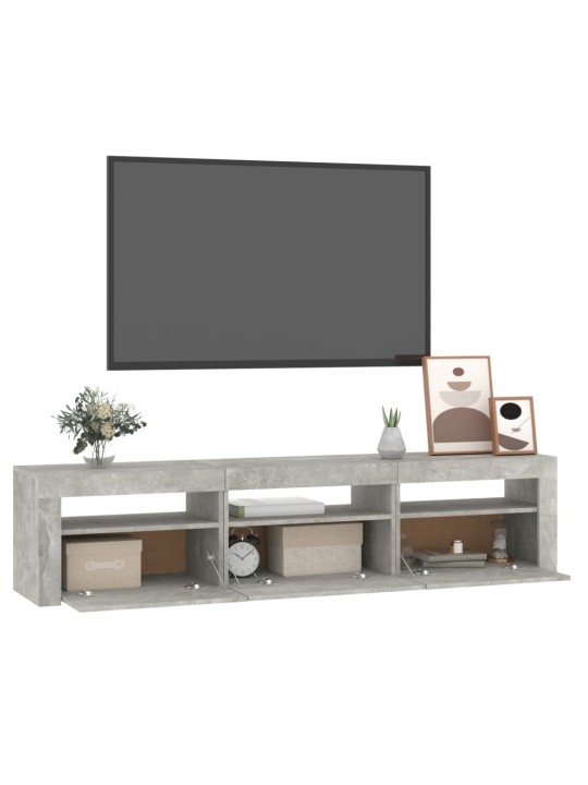 TV-taso LED-valoilla betoninharmaa 180x35x40 cm