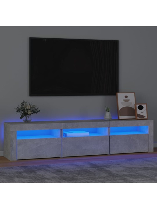 TV-taso LED-valoilla betoninharmaa 180x35x40 cm