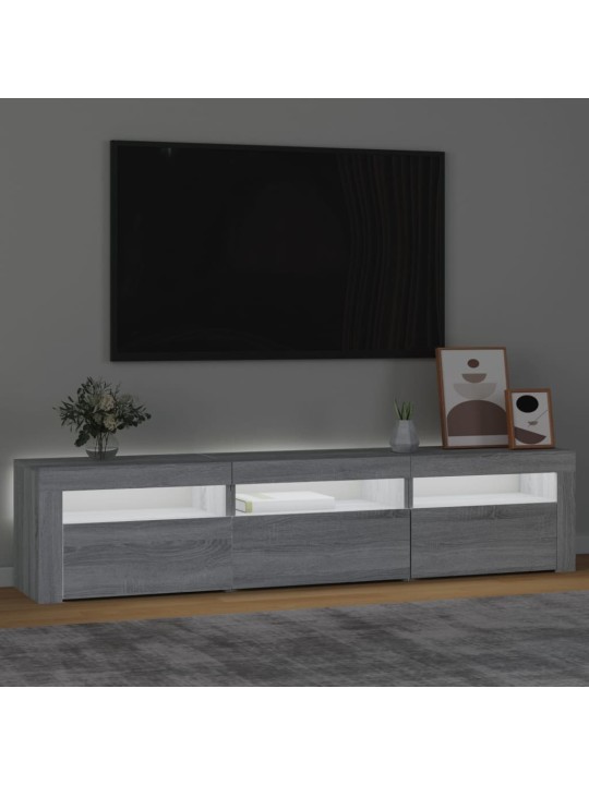 TV-taso LED-valoilla harmaa Sonoma 180x35x40 cm