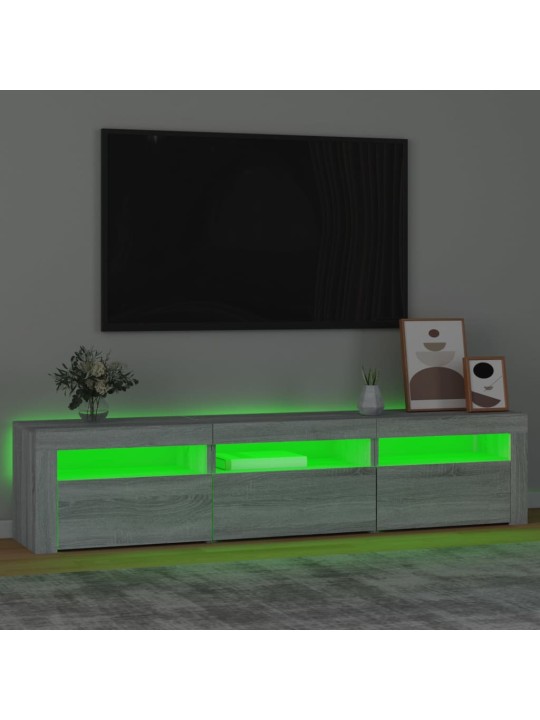 TV-taso LED-valoilla harmaa Sonoma 180x35x40 cm