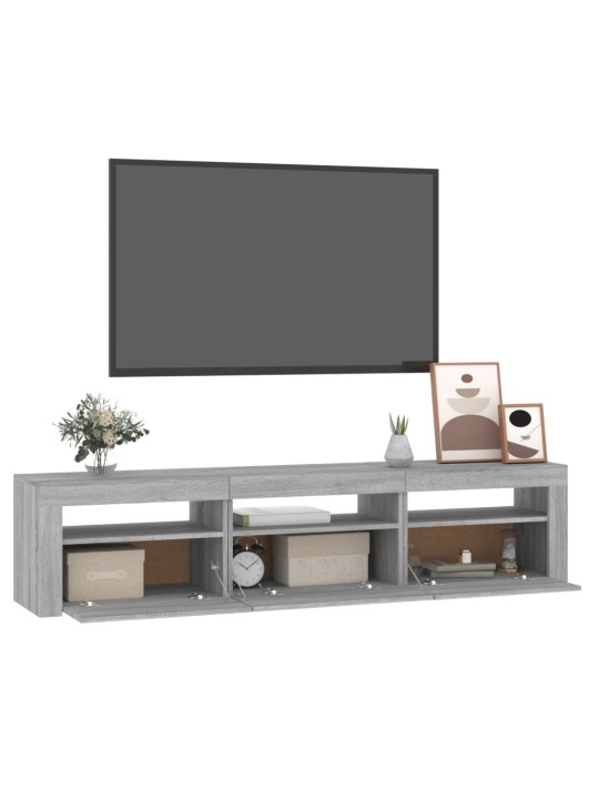 TV-taso LED-valoilla harmaa Sonoma 180x35x40 cm