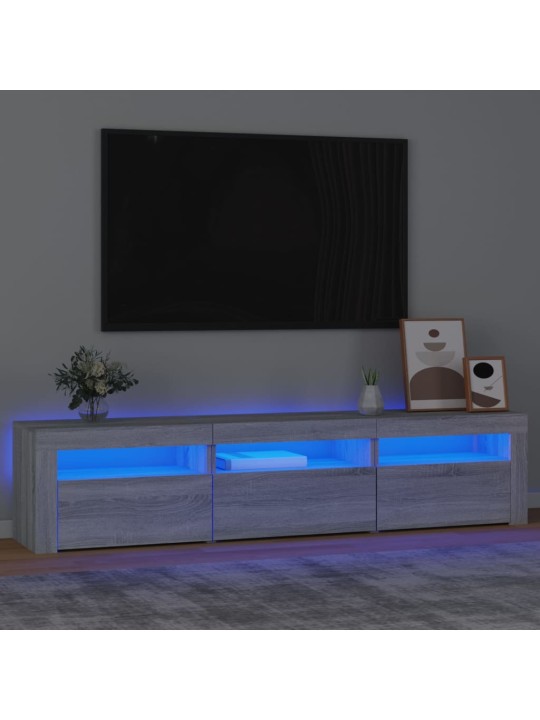 TV-taso LED-valoilla harmaa Sonoma 180x35x40 cm