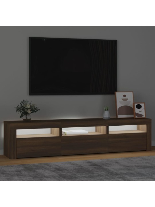 TV-taso LED-valoilla ruskea tammi 180x35x40 cm