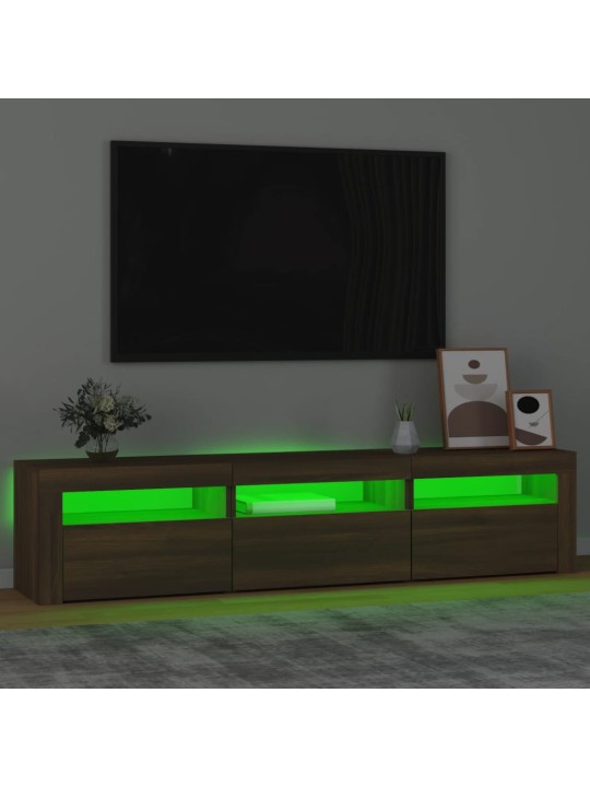 TV-taso LED-valoilla ruskea tammi 180x35x40 cm