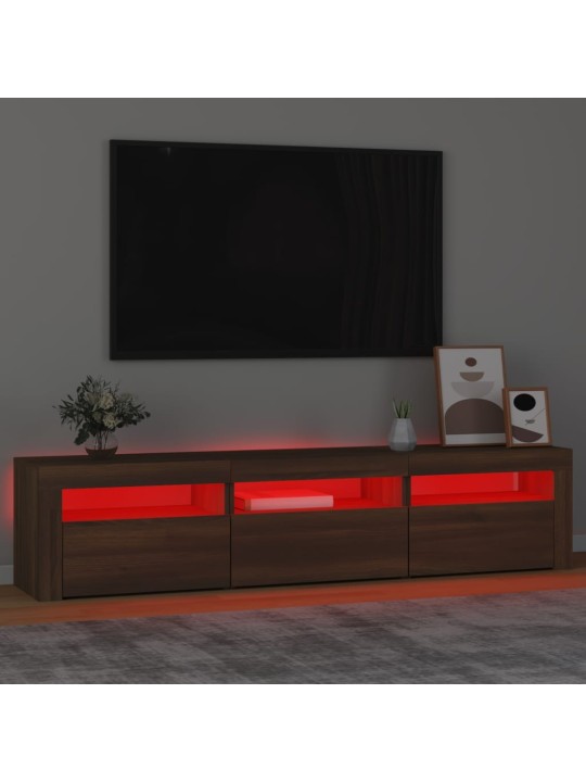 TV-taso LED-valoilla ruskea tammi 180x35x40 cm