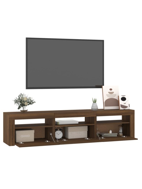 TV-taso LED-valoilla ruskea tammi 180x35x40 cm