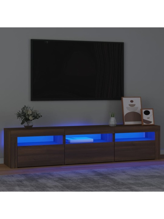 TV-taso LED-valoilla ruskea tammi 180x35x40 cm