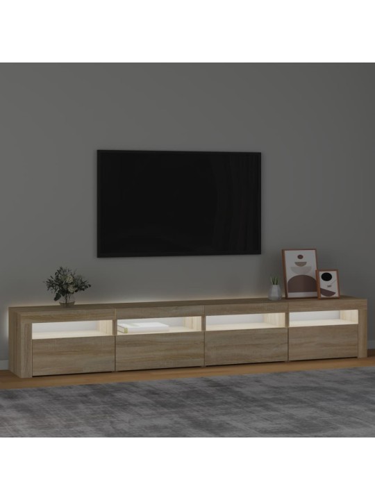 TV-taso LED-valoilla Sonoma-tammi 240x35x40 cm