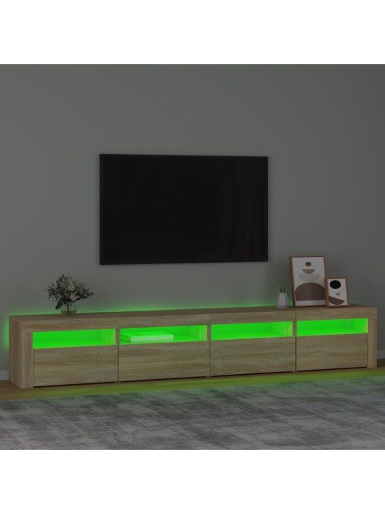 TV-taso LED-valoilla Sonoma-tammi 240x35x40 cm