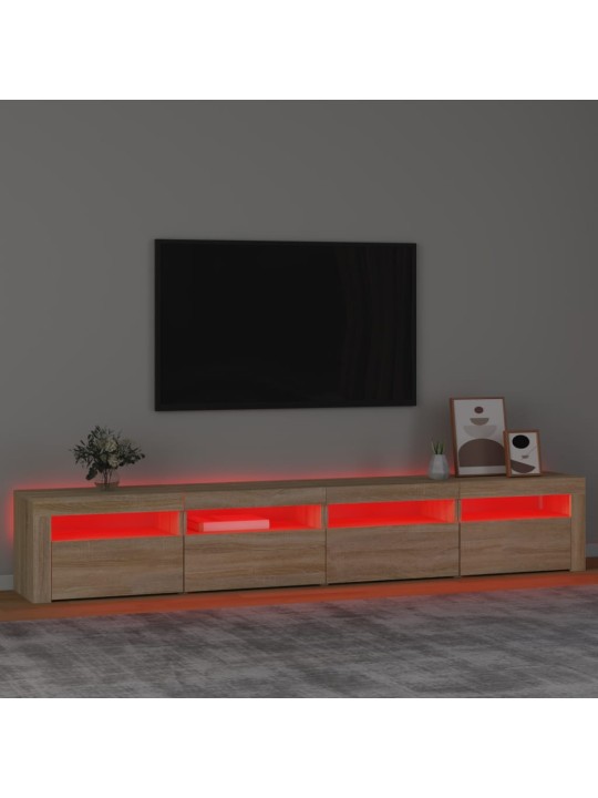 TV-taso LED-valoilla Sonoma-tammi 240x35x40 cm