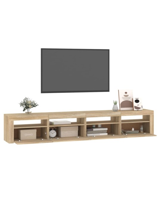 TV-taso LED-valoilla Sonoma-tammi 240x35x40 cm