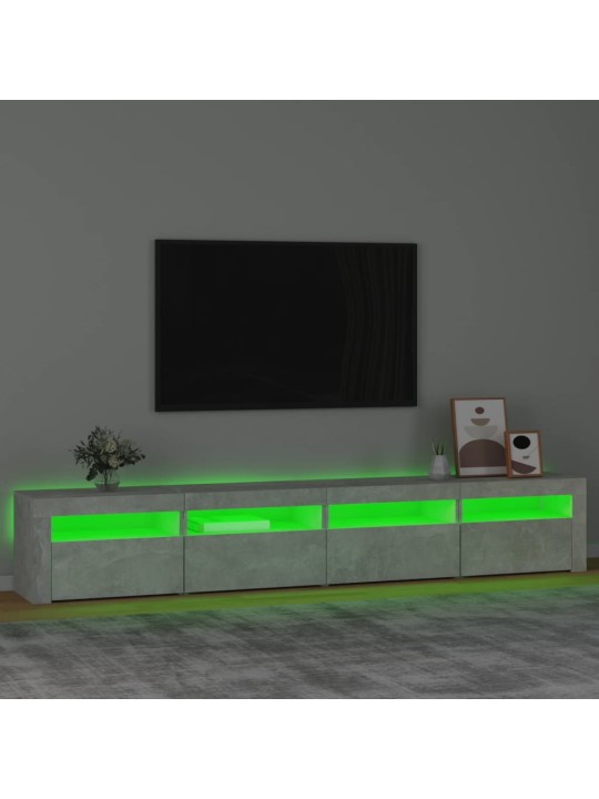 TV-taso LED-valoilla betoninharmaa 240x35x40 cm