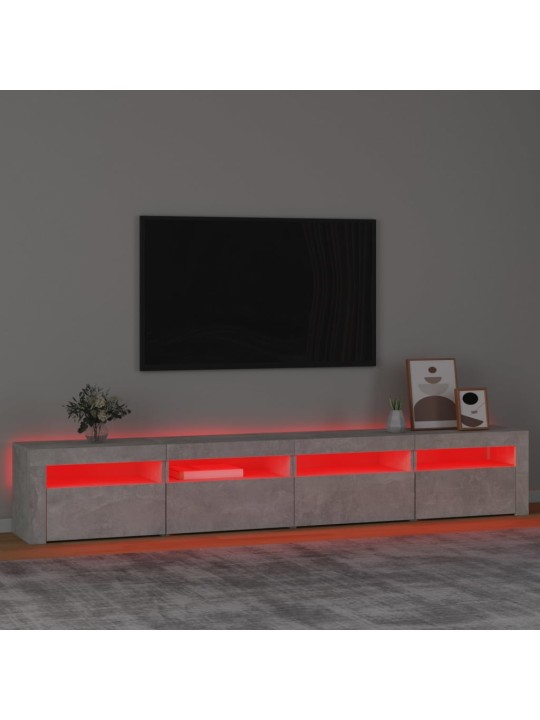 TV-taso LED-valoilla betoninharmaa 240x35x40 cm