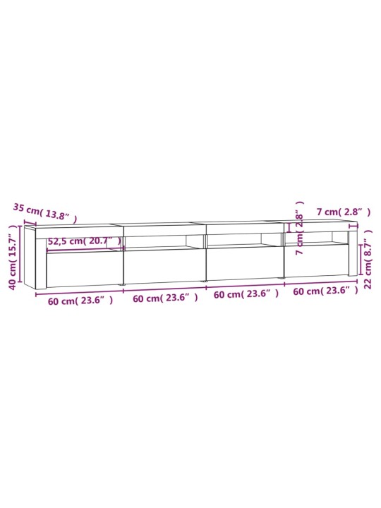 TV-taso LED-valoilla harmaa Sonoma 240x35x40 cm