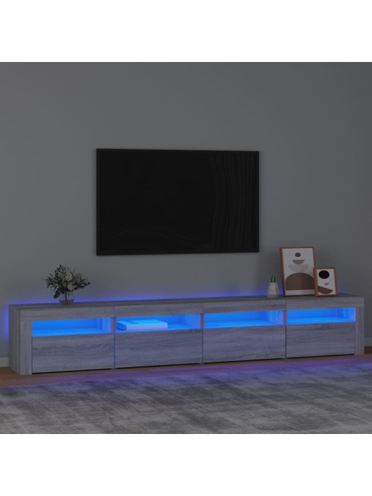 TV-taso LED-valoilla harmaa Sonoma 240x35x40 cm