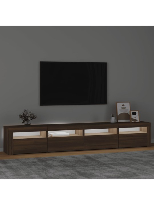 TV-taso LED-valoilla ruskea tammi 240x35x40 cm