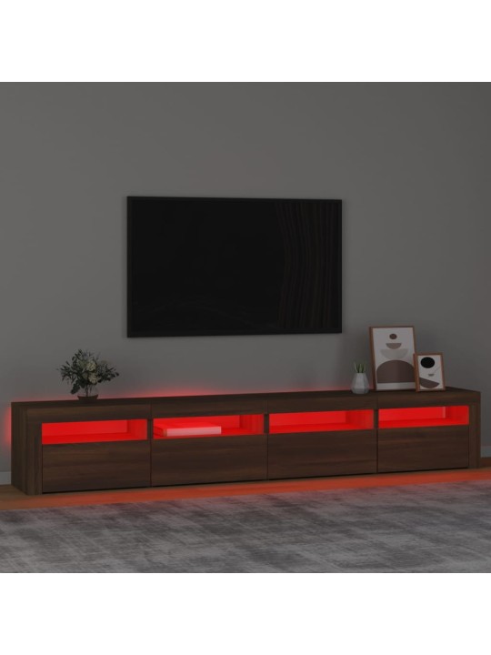 TV-taso LED-valoilla ruskea tammi 240x35x40 cm