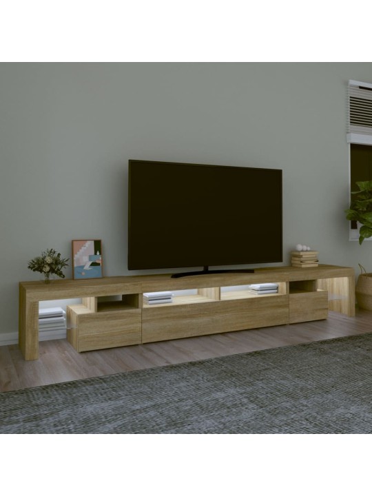 TV-taso LED-valoilla Sonoma-tammi 260x36,5x40 cm