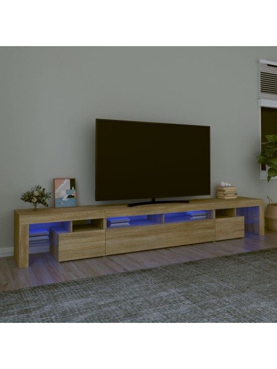 TV-taso LED-valoilla Sonoma-tammi 260x36,5x40 cm