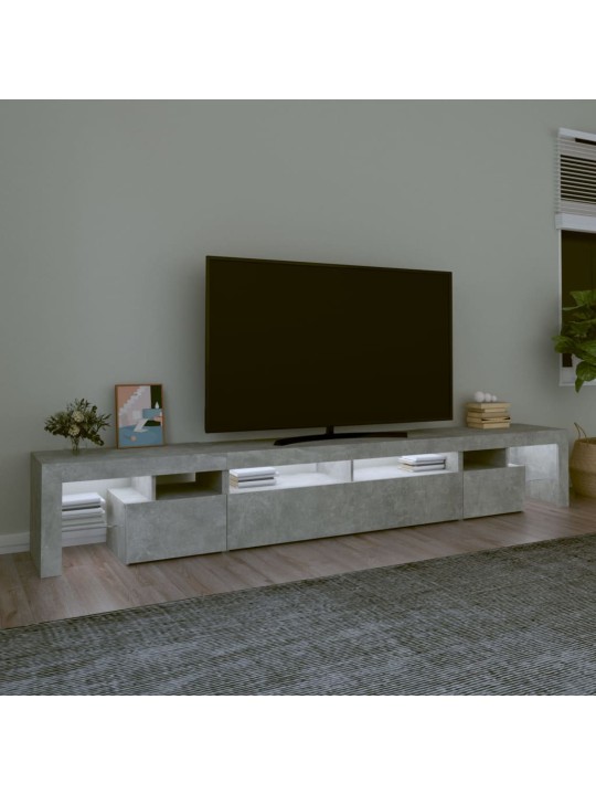 TV-taso LED-valoilla betoninharmaa 260x36,5x40 cm