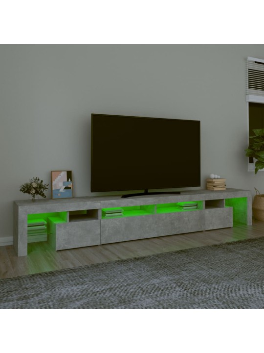 TV-taso LED-valoilla betoninharmaa 260x36,5x40 cm