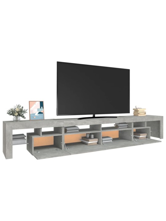 TV-taso LED-valoilla betoninharmaa 260x36,5x40 cm