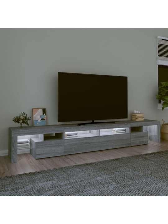 TV-taso LED-valoilla harmaa Sonoma 260x36,5x40 cm