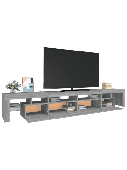 TV-taso LED-valoilla harmaa Sonoma 260x36,5x40 cm