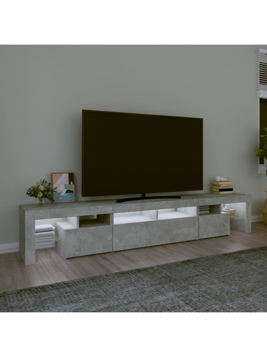 TV-taso LED-valoilla betoninharmaa 230x36,5x40 cm