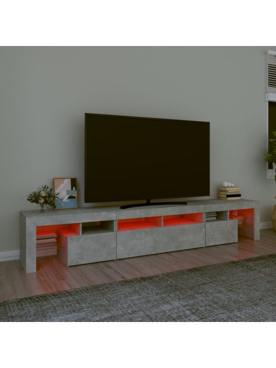 TV-taso LED-valoilla betoninharmaa 230x36,5x40 cm