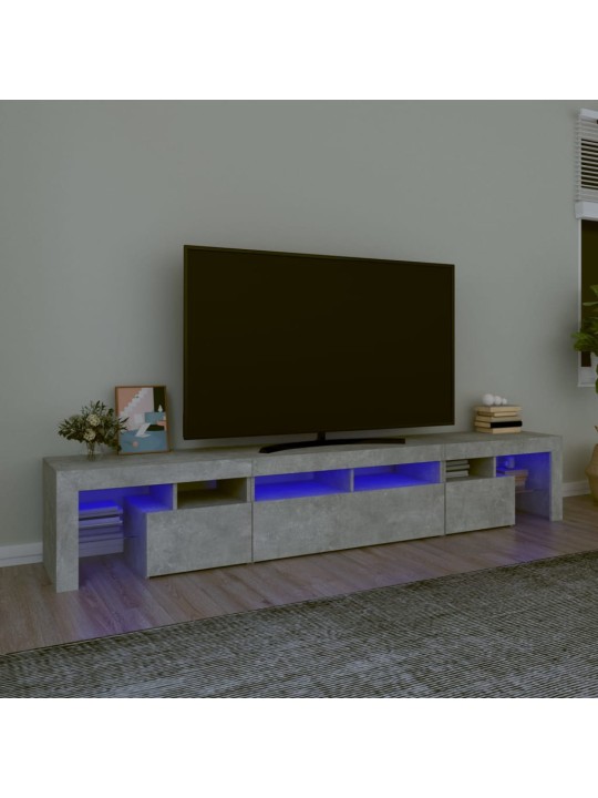 TV-taso LED-valoilla betoninharmaa 230x36,5x40 cm