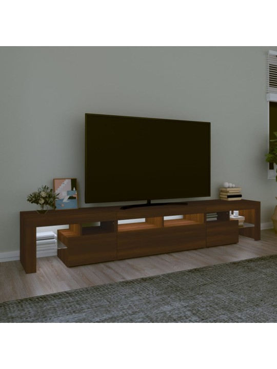 TV-taso LED-valoilla ruskea tammi 230x36,5x40 cm