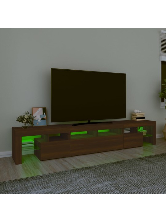 TV-taso LED-valoilla ruskea tammi 230x36,5x40 cm